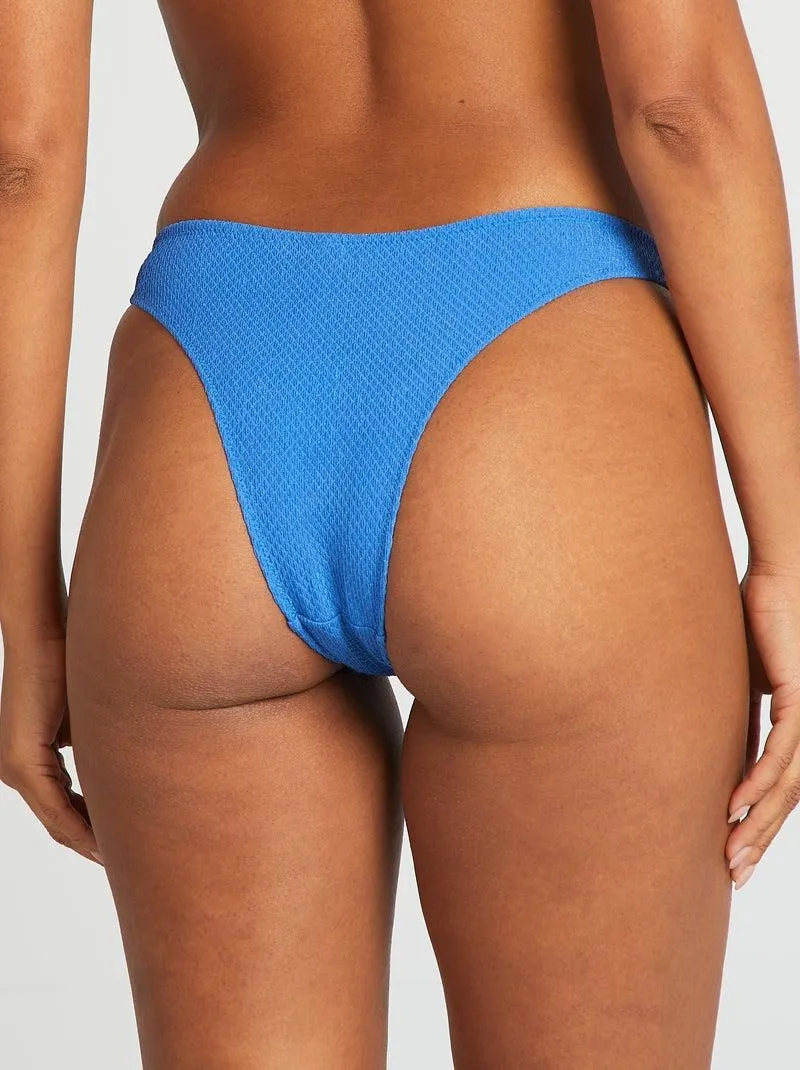 Tanga bikini in maglia goffrata - BLU