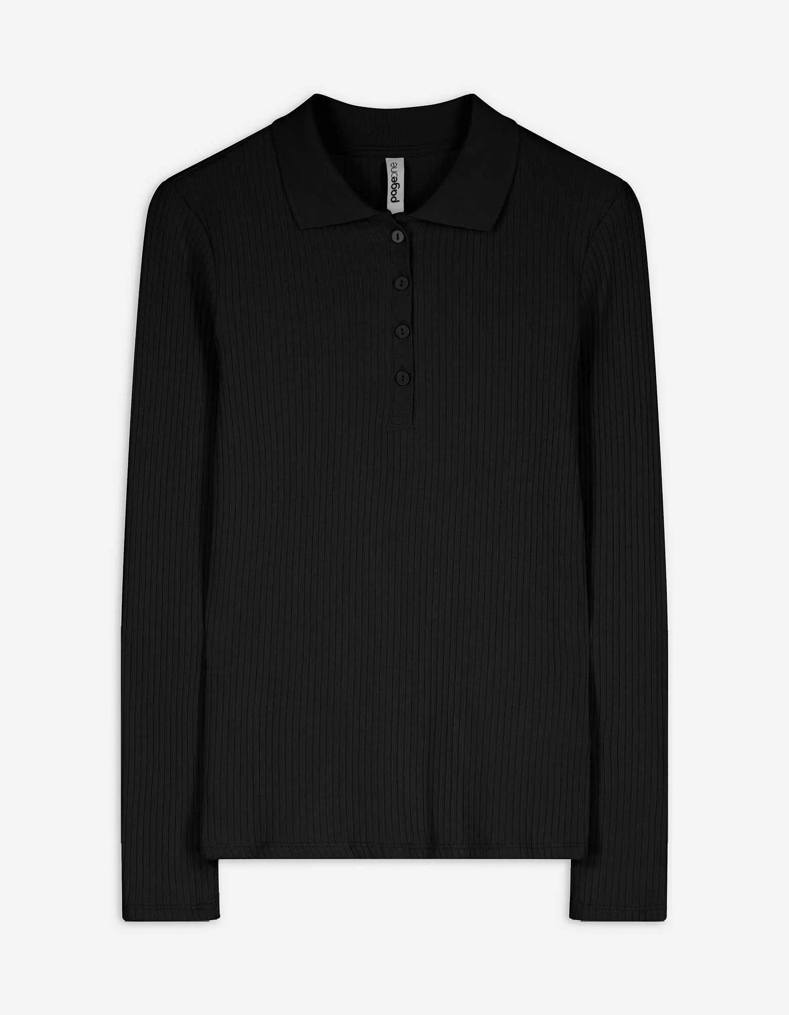 Maglia a manica lunga - A costine - nero