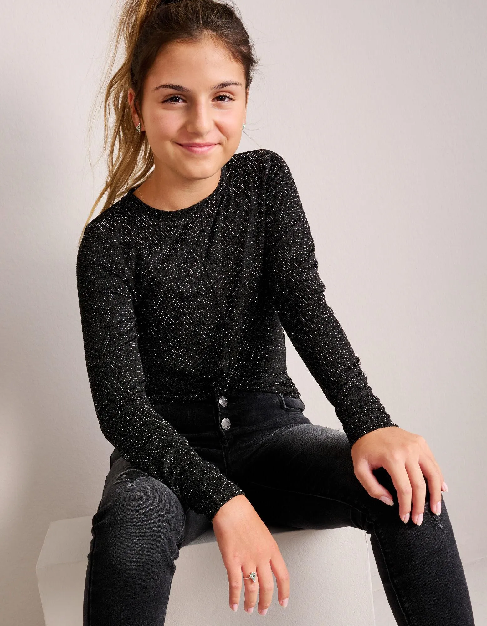 Maglia a manica lunga - Con nodi - nero