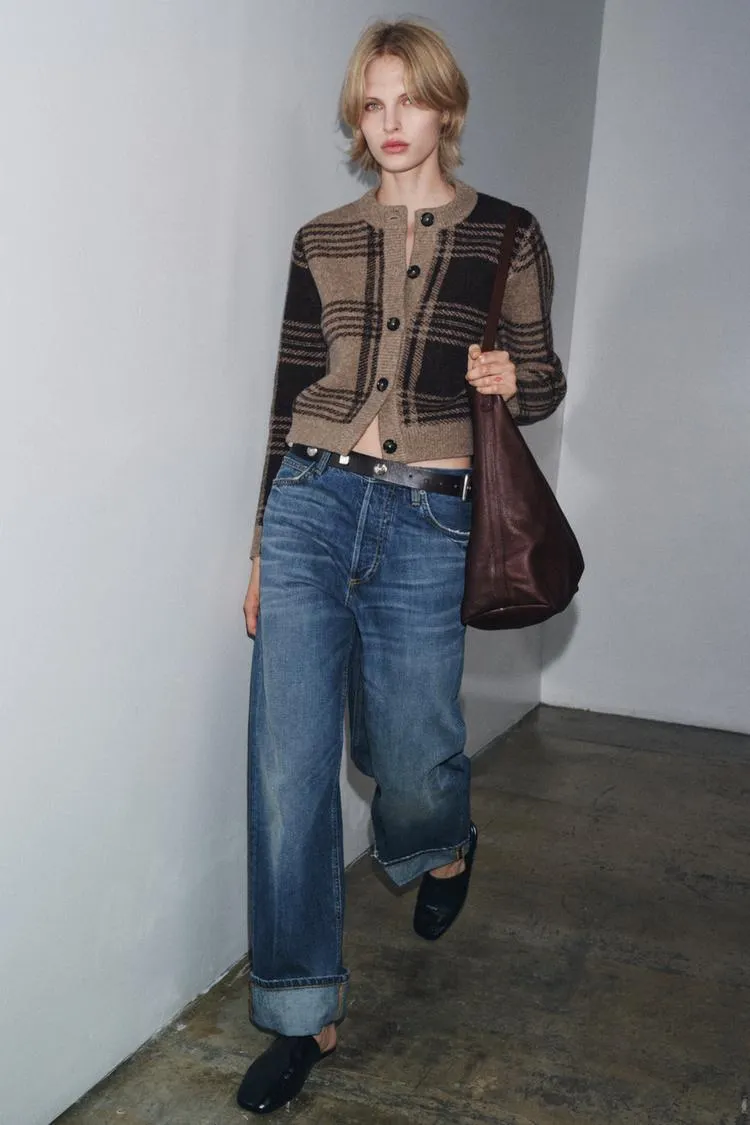 CARDIGAN A QUADRI IN MAGLIA