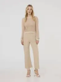 Maglia crop traforata effetto luccicante Sabbia