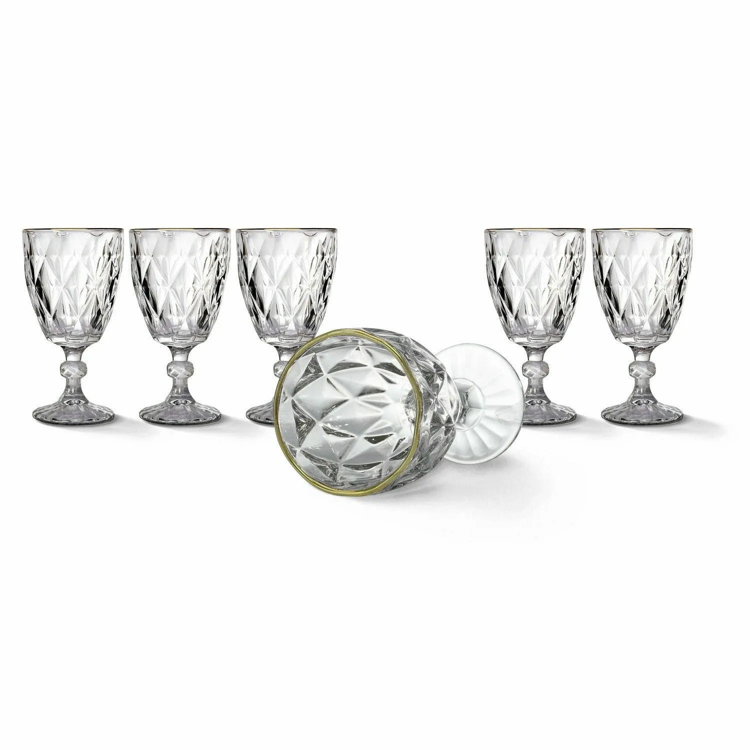 Calici in vetro con bordo dorato 6 pezzi