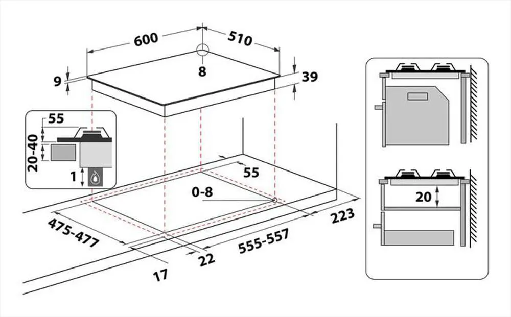 HOTPOINT ARISTON - Piano cottura a gas PCN 640 T (AN) R /HA 4 fuochi-Antracite