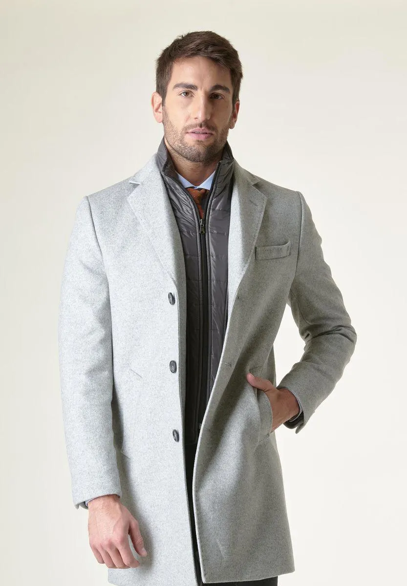 Cappotto grigio chiaro pettorina removibile