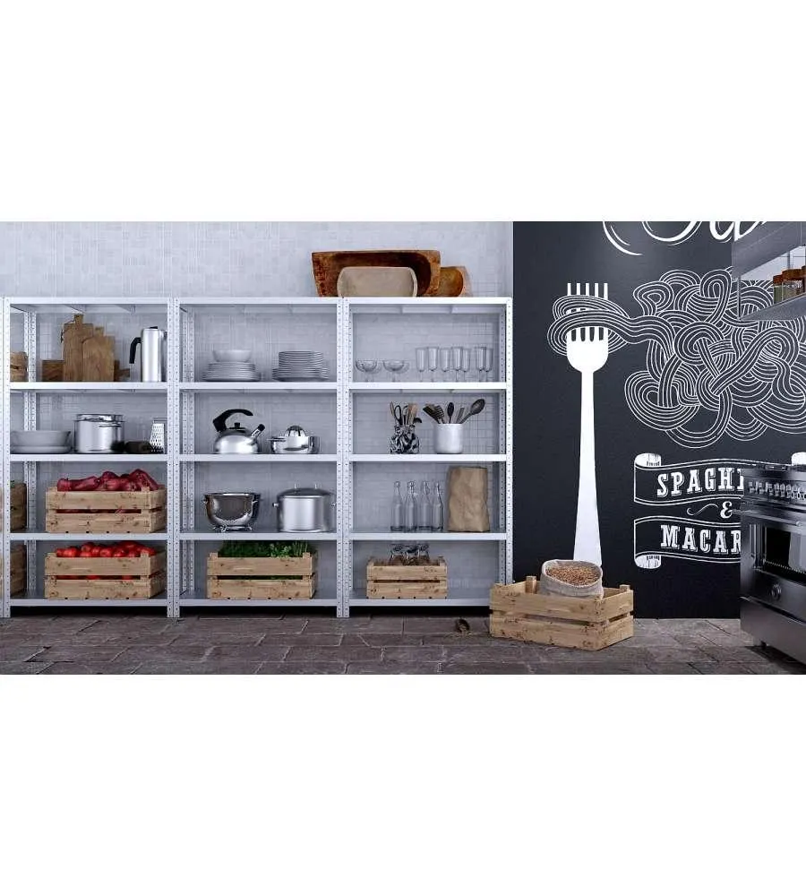 SCAFFALE IN METALLO "ETTORE" ZINCATO A BULLONE CON 5 PIANI, 100x40x187 CM PORTATA 400 KG - GRIMA