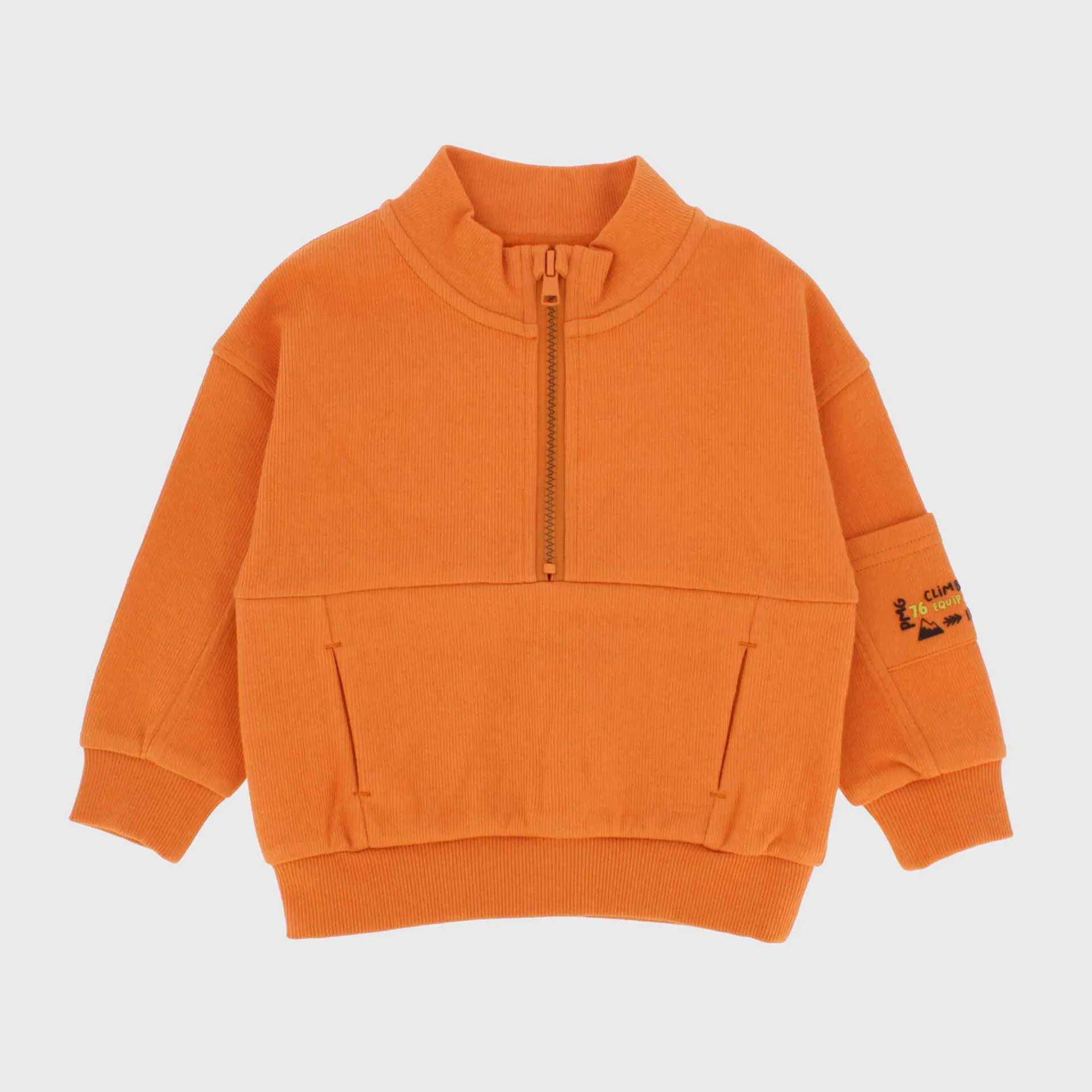 Felpa mezza zip da bambino, arancio