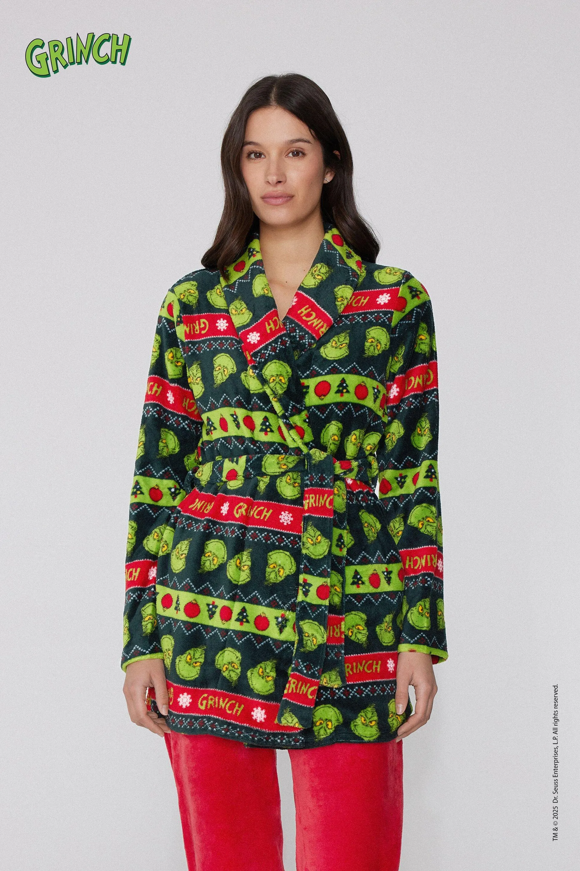Vestaglia Pile Leggero Grinch Natale