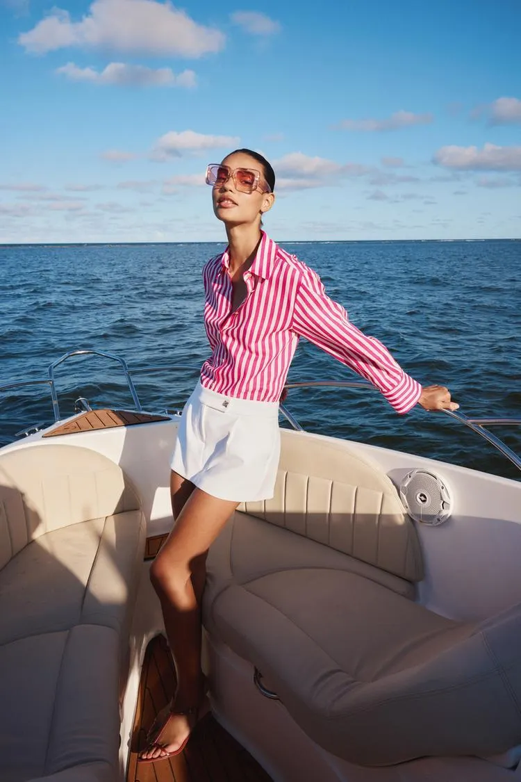 CAMICIA A RIGHE MISTO LINO