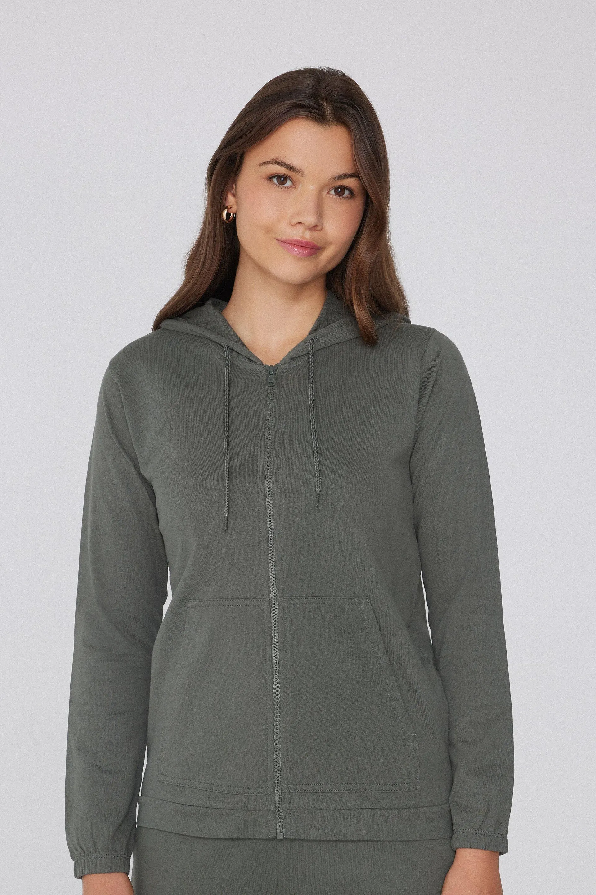 Felpa Leggera Cappuccio con Zip e Coulisse