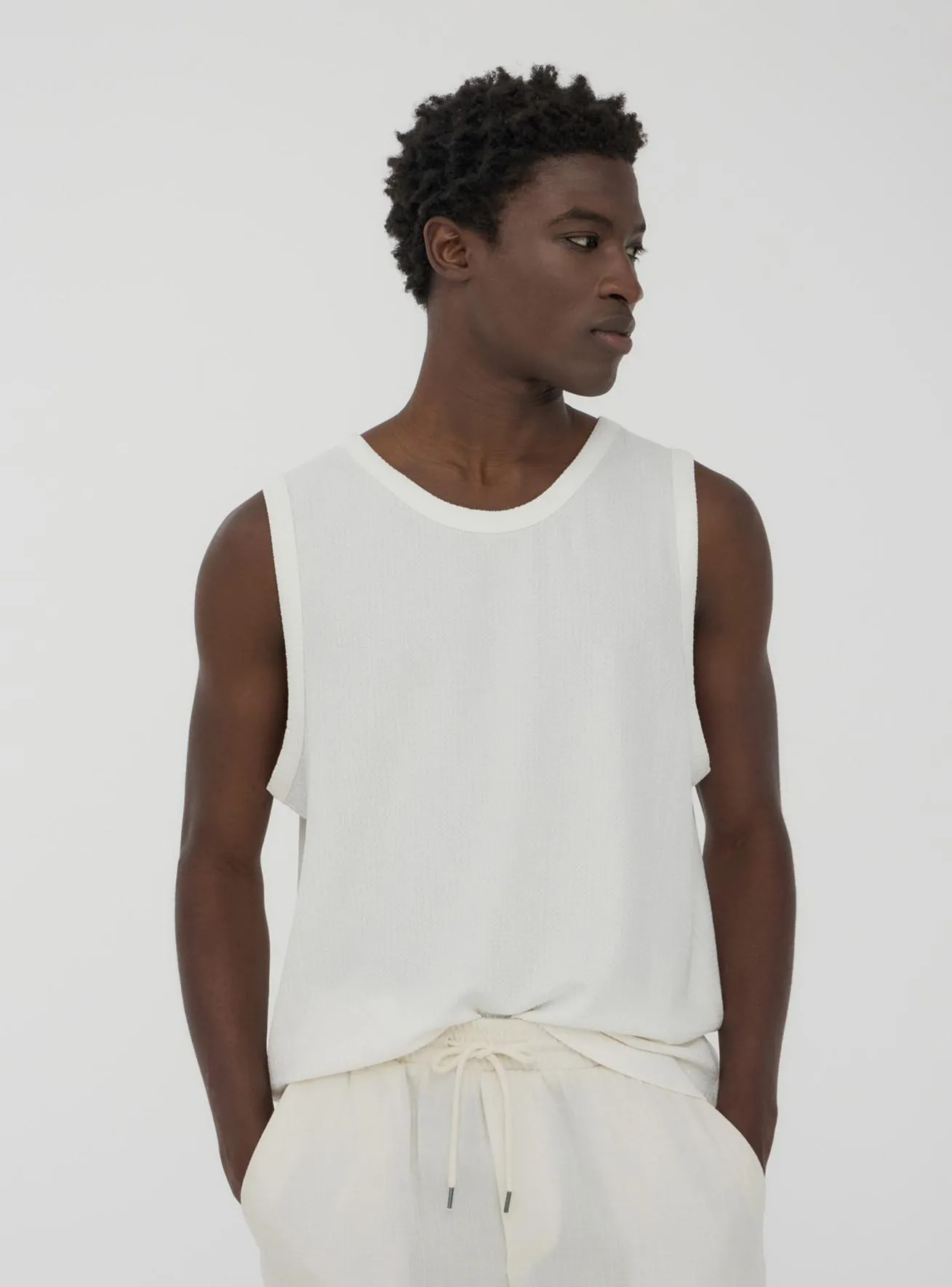 Canotta effetto maglia Bianco lana