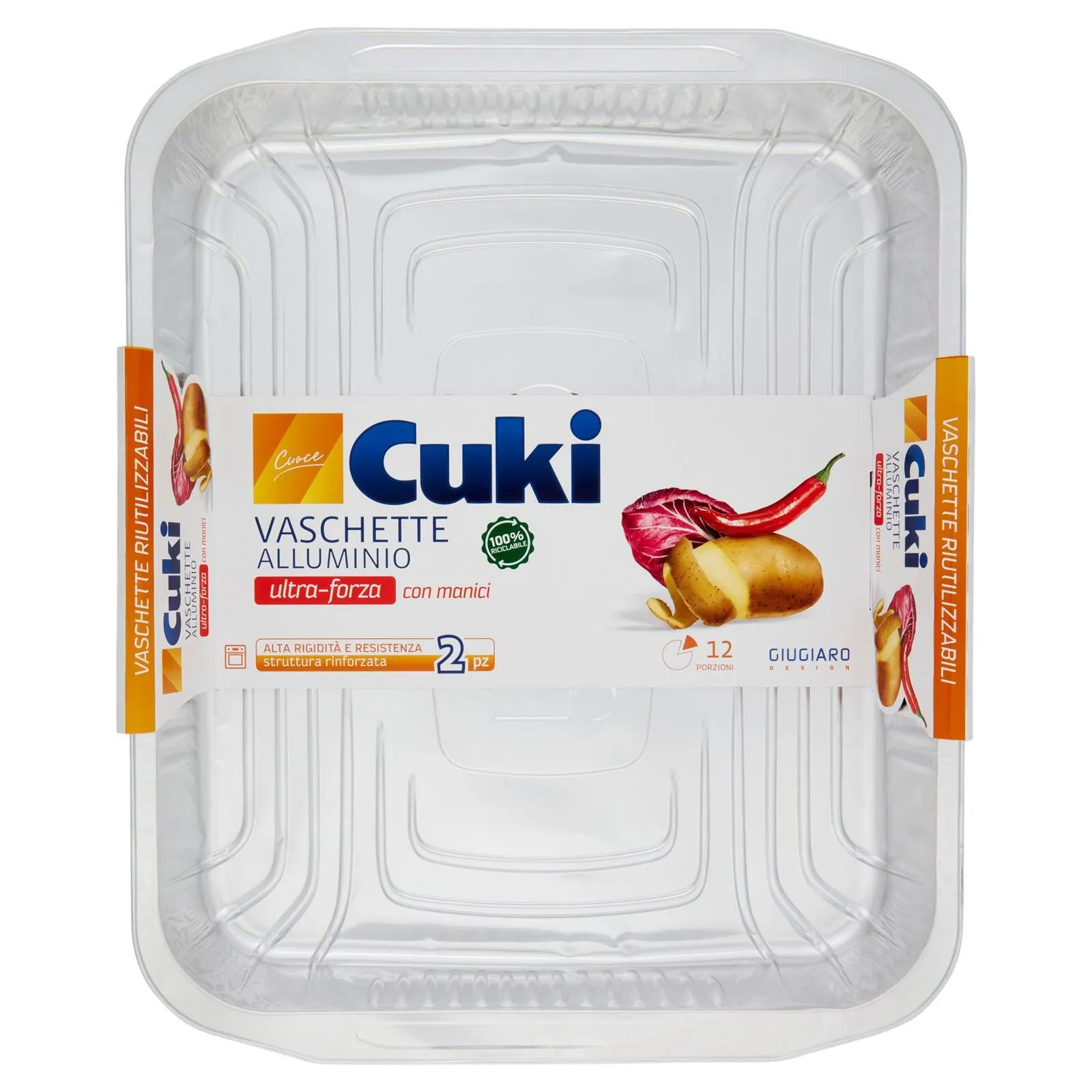 Cuki Cuoce Vaschette Alluminio ultra-forza con manici 12 Porzioni 2 pz