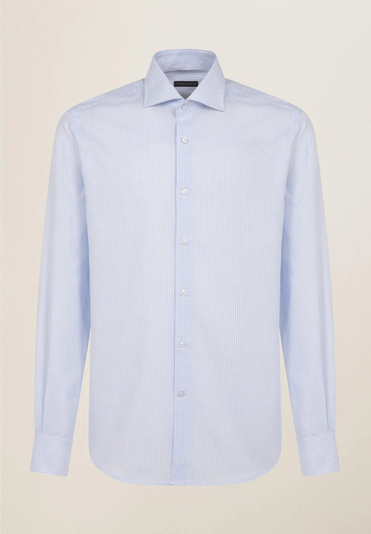 Camicia celeste bianco rigata cotone regular fit