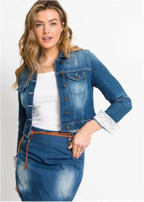 Giacca di jeans con pizzo