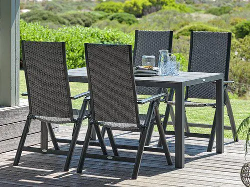 Tavolo PINDSTRUP L150 cm grigio + 4 Sedie UGLEV reclin. gri.