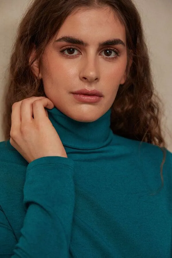 Maxi Maglia a Collo Alto Thermal con Cashmere