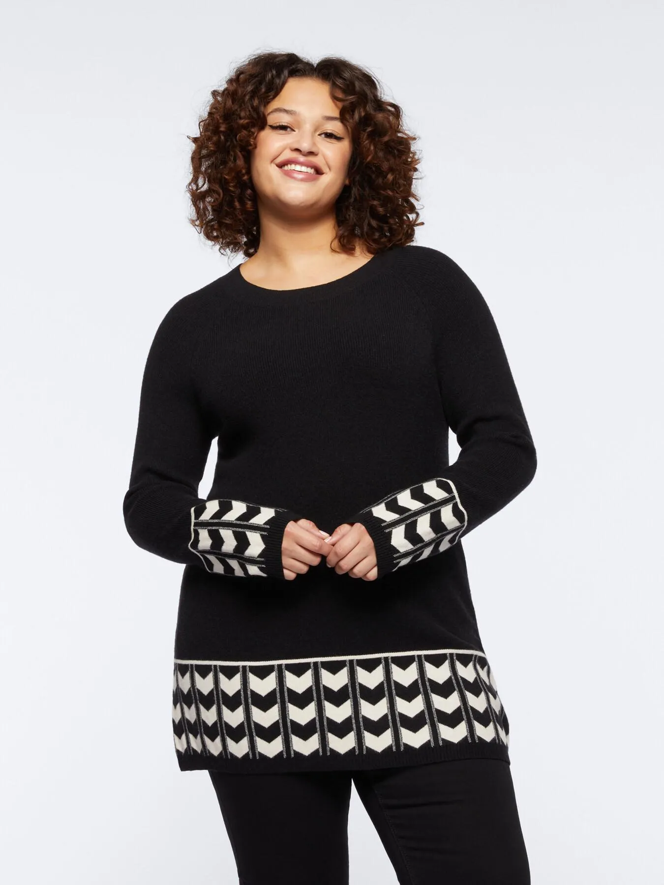 Maglia con bordi jacquard