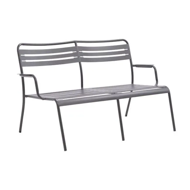 Divano da giardino in acciaio antracite con braccioli Cafe 2 posti, seduta in acciaio antracite L 121.5 x H 72 x P 74 cm