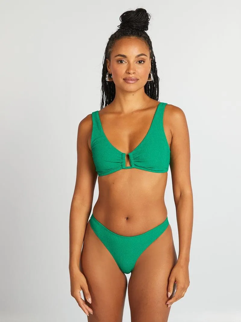 Tanga bikini in maglia goffrata - VERDE