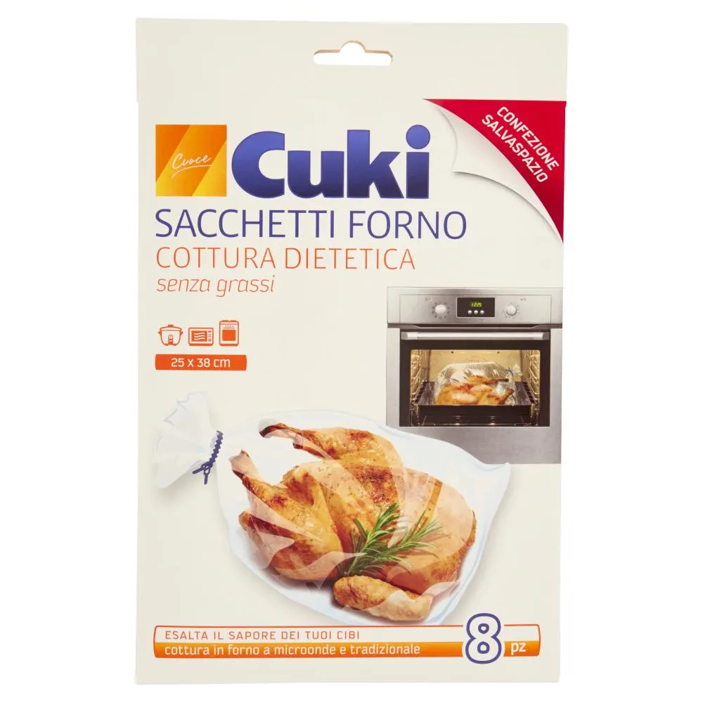 Cuki Cuoce Sacchetti Forno Cottura Dietetica senza grassi 25 x 38 cm 8 pz