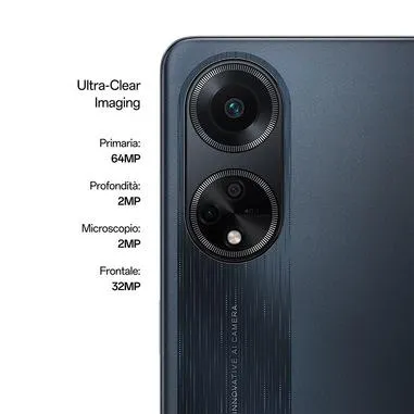 OPPO A98 5G Smartphone, AI Tripla fotocamera 64+2+2MP, Selfie 32MP, Display 6.72” 120HZ LDC FHD+, 5000mAh, RAM 8(Esp 4GB/6GB/8GB)+ROM 256GB (esp1TB), IPX4, Cool Black