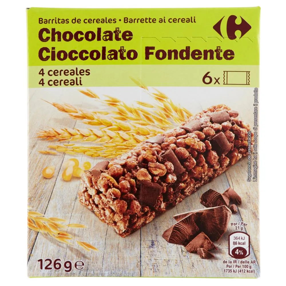 Carrefour Barrette ai cereali Cioccolato Fondente 6 x 21 g