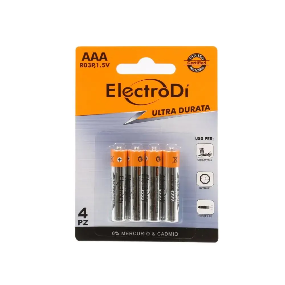 Pile zinco carbone AAA R03P - 1.5V - 4pz