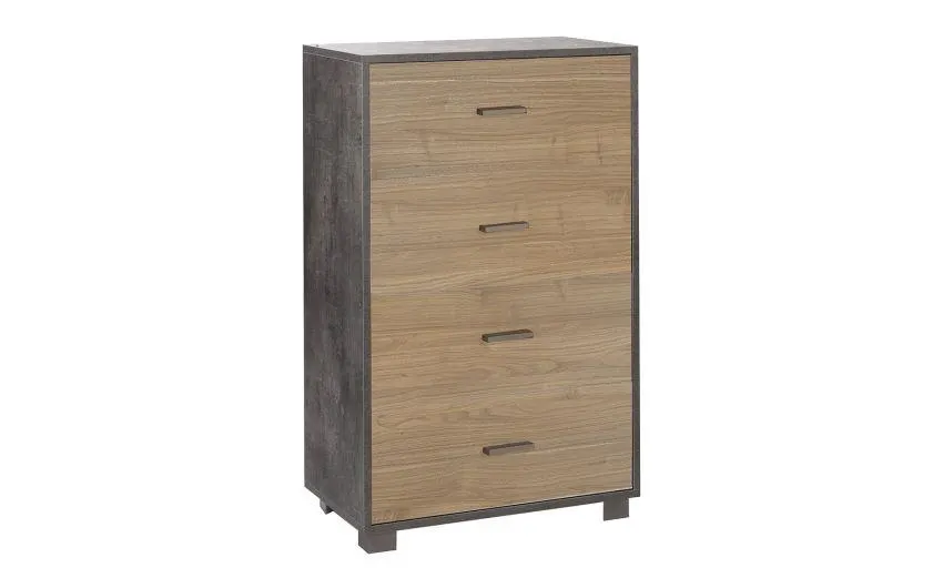 Odessa cassettiera 4 cassetti noce stelvio e ossido bianco