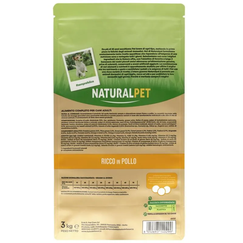 Naturalpet Premium Dog Adult Medium&Large ricco in Pollo 3 kg