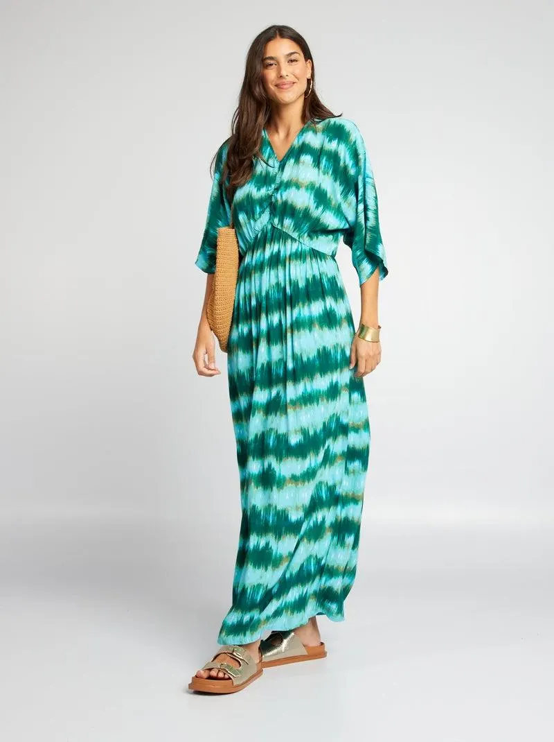 Vestito copricostume lungo tipo tie and dye - VERDE