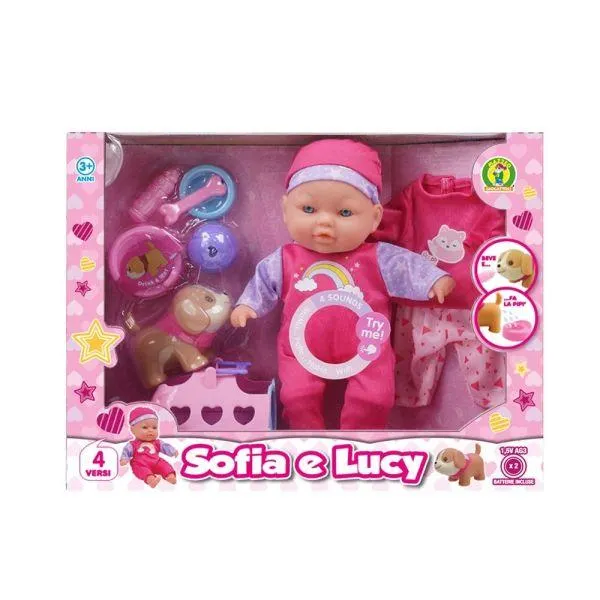 Bambola con cagnolino e suoni - Mazzeo Giocattoli