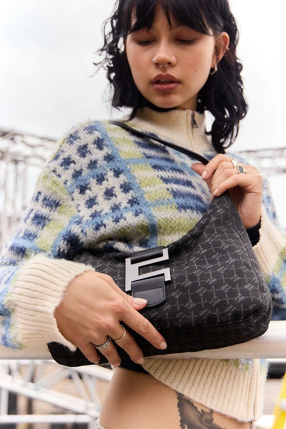 iets frans... Monogram Buckle Shoulder Bag