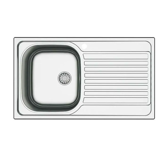 Blake Lavello 1 vasca con gocciolatoio, in acciaio satinato, 86x50 cm, dx