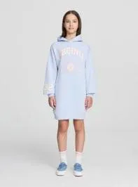 Vestito felpa con stampa college Celeste chiaro