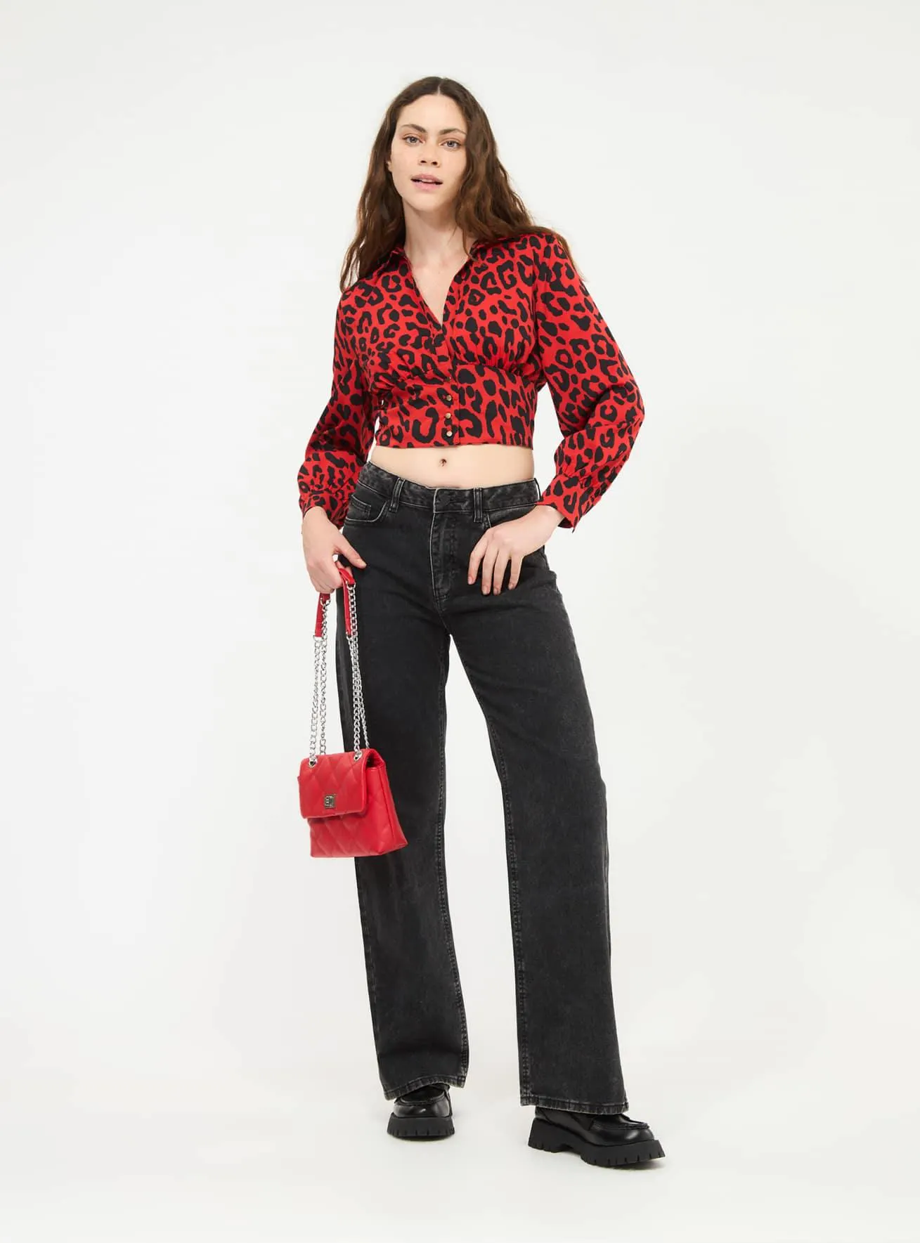 Blusa con corsetto a fantasia Var rosso