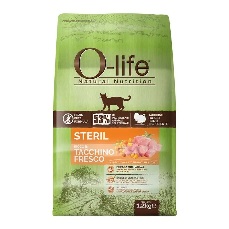 O-life Cat Adult Sterilised con Tacchino 1,2 Kg