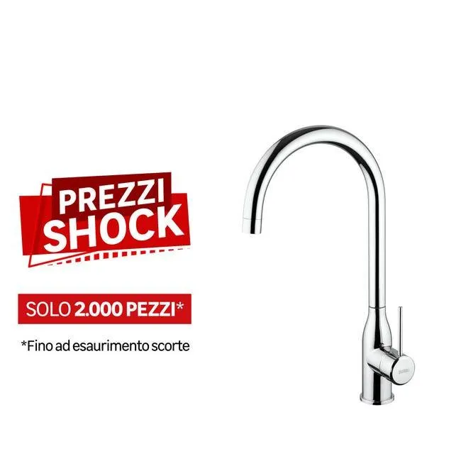 Rubinetto da cucina fisso a collo di cigno Iceberg cromo lucido MAMOLI