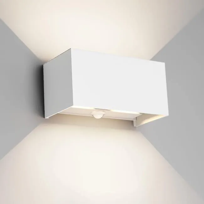 Applique da parete per esterni da 24 W con sensore di movimento, IP65, bianco naturale 4000 K, illuminazione da parete in alluminio , Bianco(1 pezzo)
