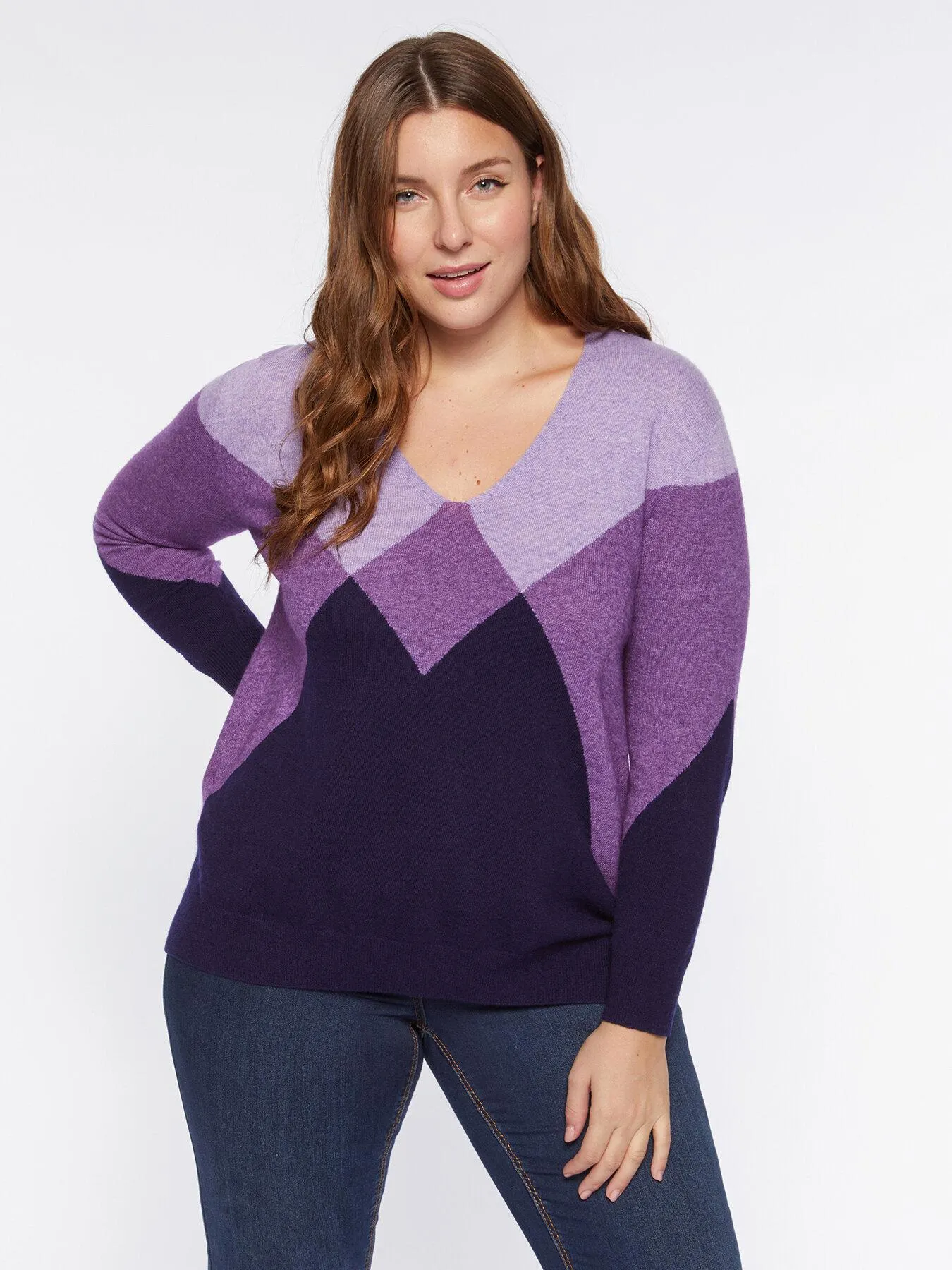 Maglia V neck argyle