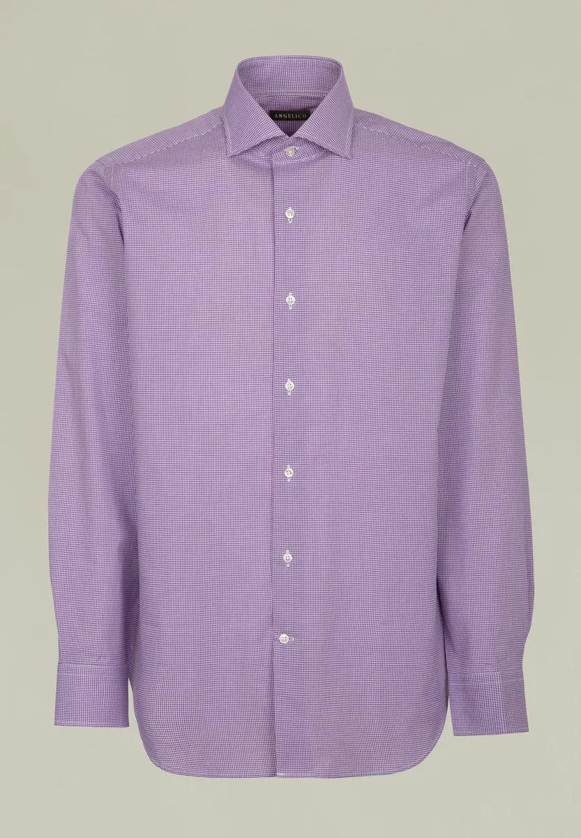 Camicia glicine quadretto bianco comoda