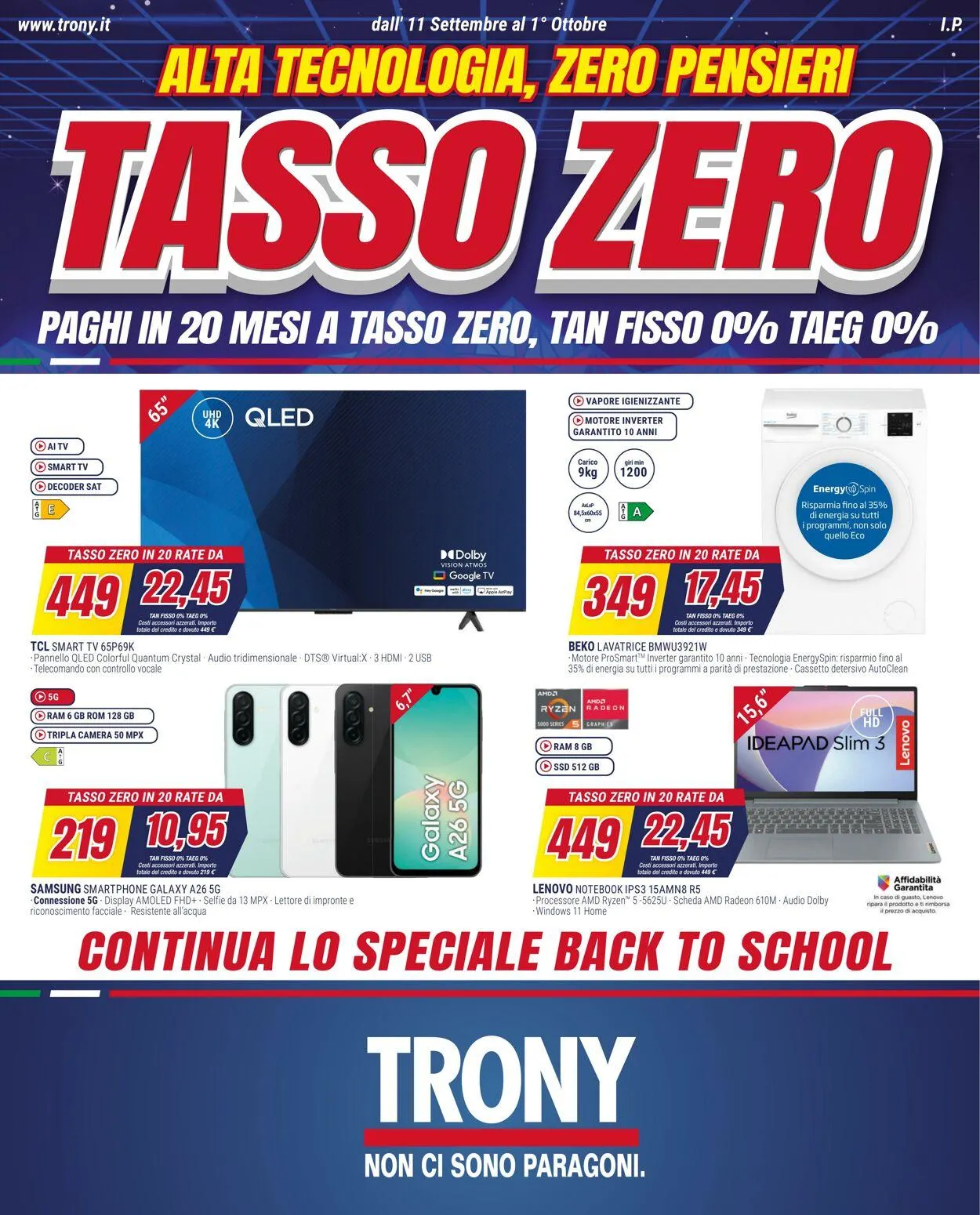 Trony Volantino attuale da 11 settembre a 1 ottobre di 2025 - Pagina del volantino 1