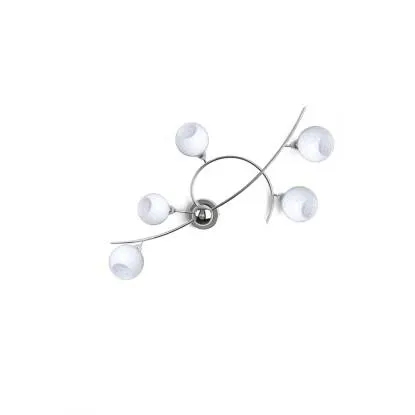 Plafoniera Bolle 5 luci 15x102x60 cm bianco-cromo