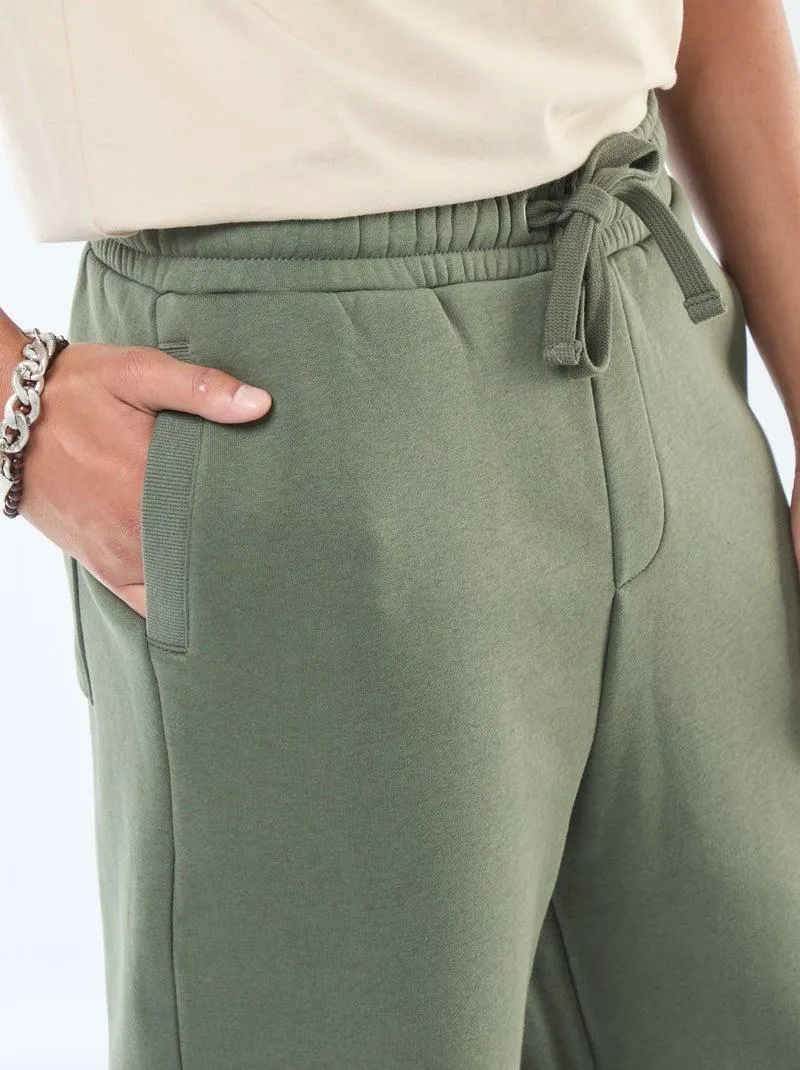 Pantaloni joggers tinta unita con cordoncini da stringere in vita - Verde