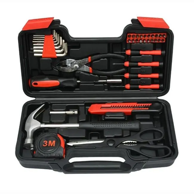 Set di 39 attrezzi manuali per riparazioni domestiche, scatola degli attrezzi in acciaio al carbonio 45#