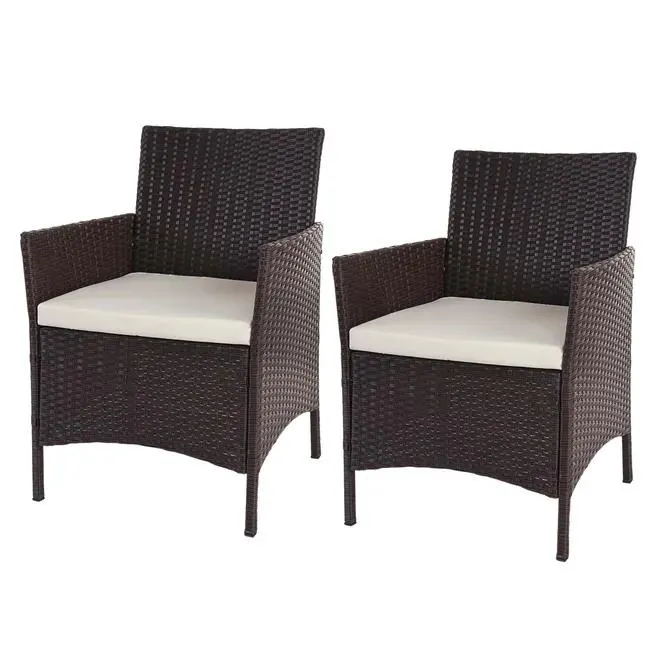 Set 2x poltrone esterno giardino Halden 60x59x83cm polyrattan marrone con cuscino avorio