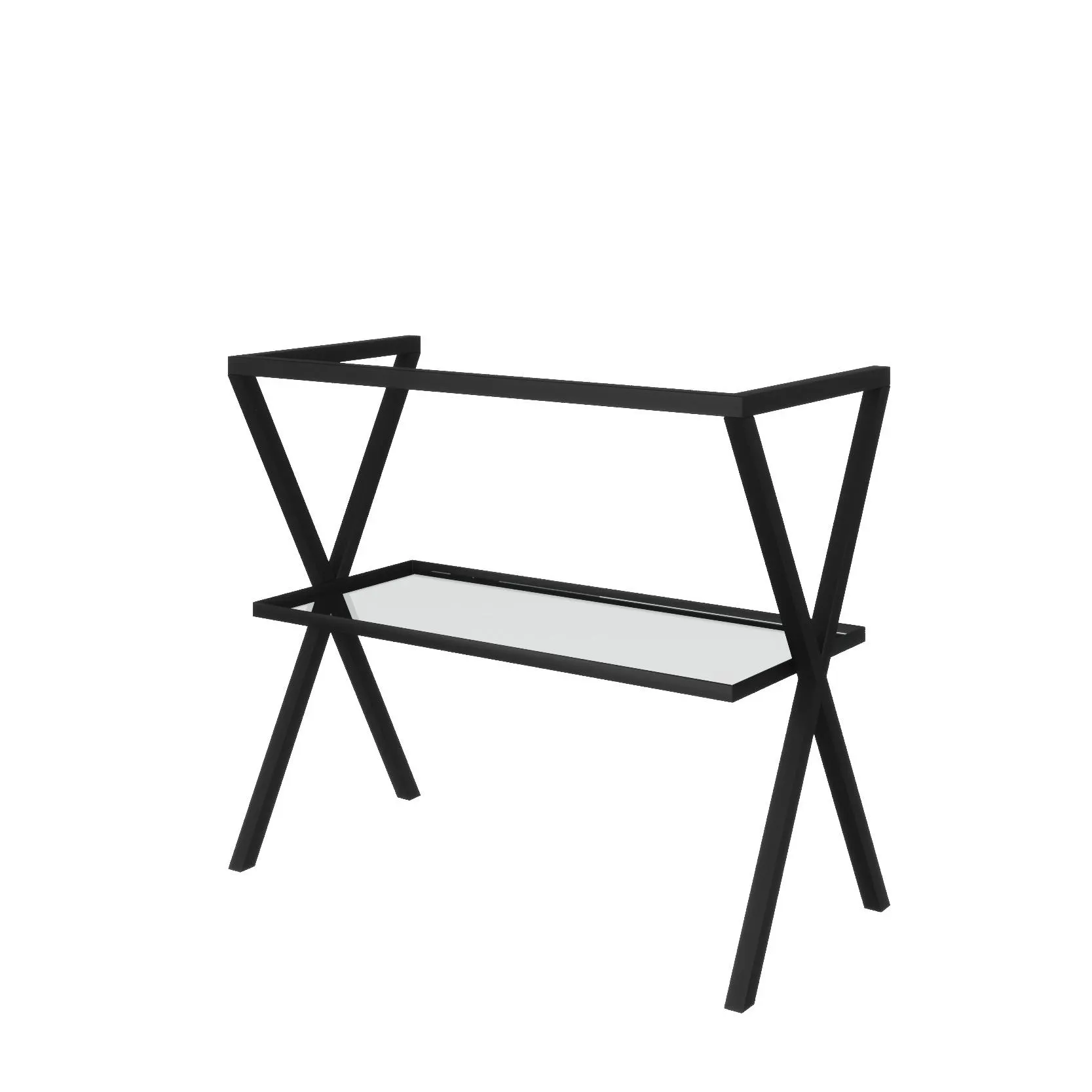 Cavalletto in metallo con mensola in vetro 80 cm