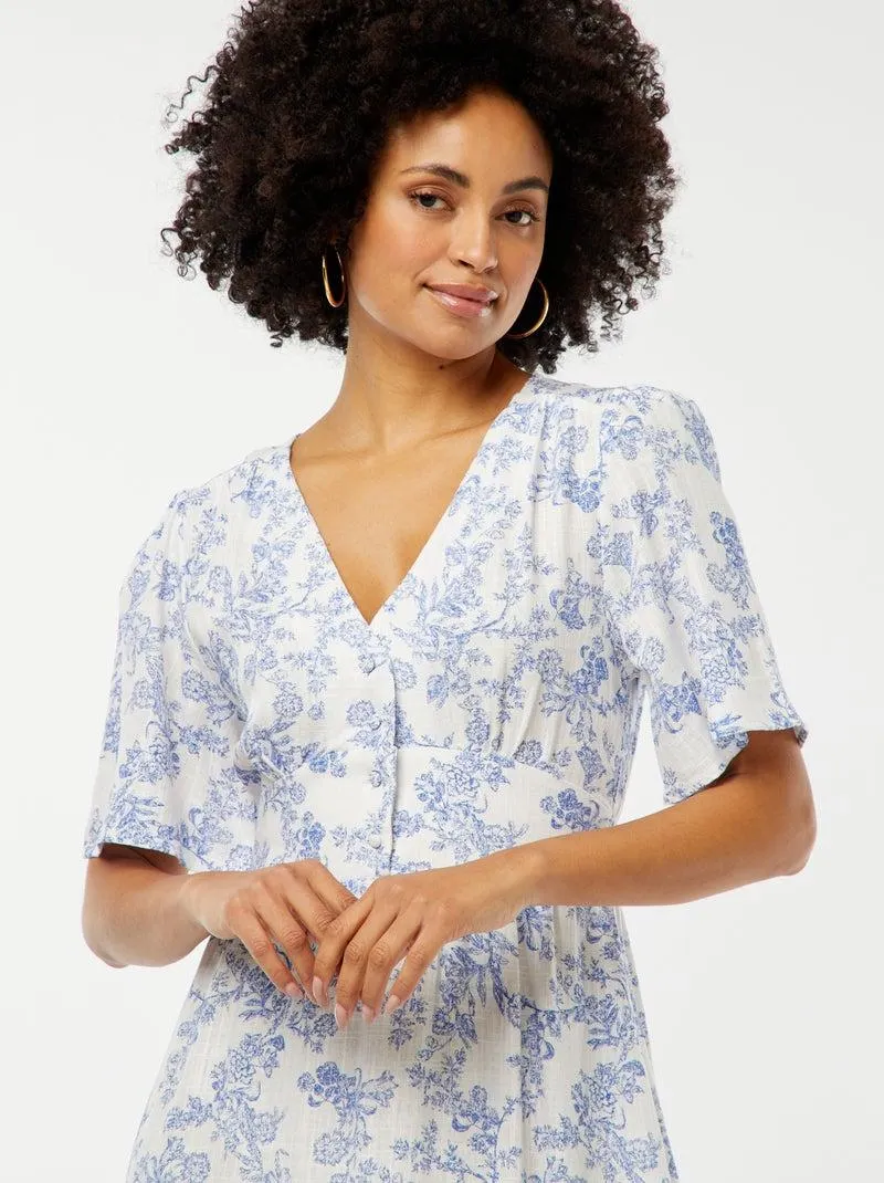 Vestito lungo in misto lino - BIANCO