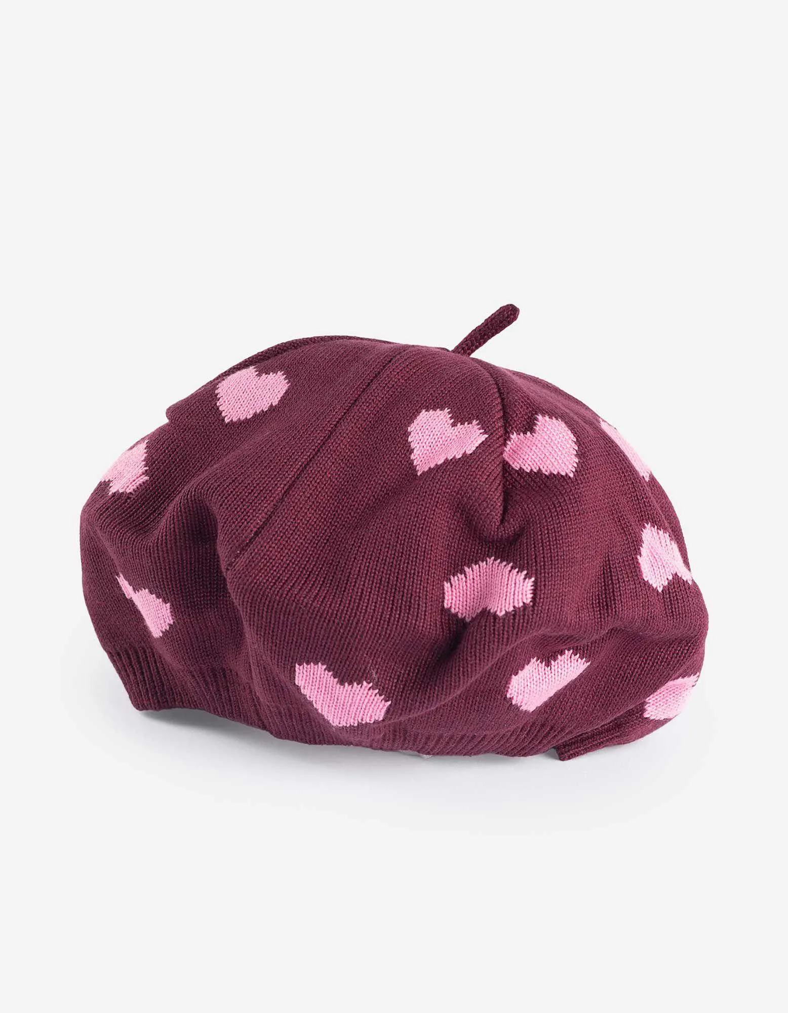 Berretto in maglia - Motivo allover - rosso scuro