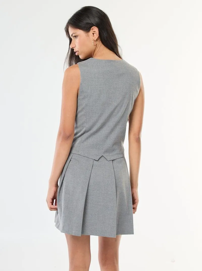 Abito effetto 2 in 1 gilet da abito + gonna - Grigio