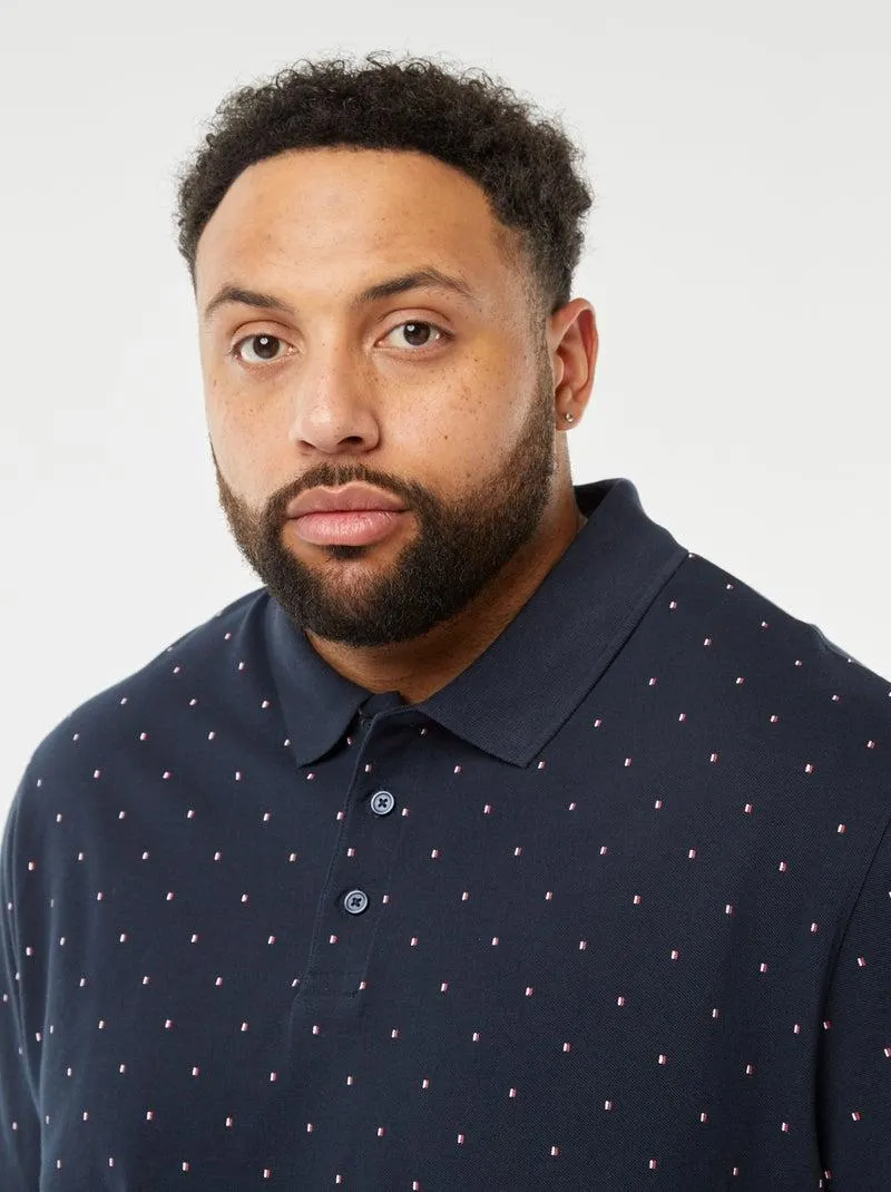 Polo con motivi in tessuto piqué - BLU