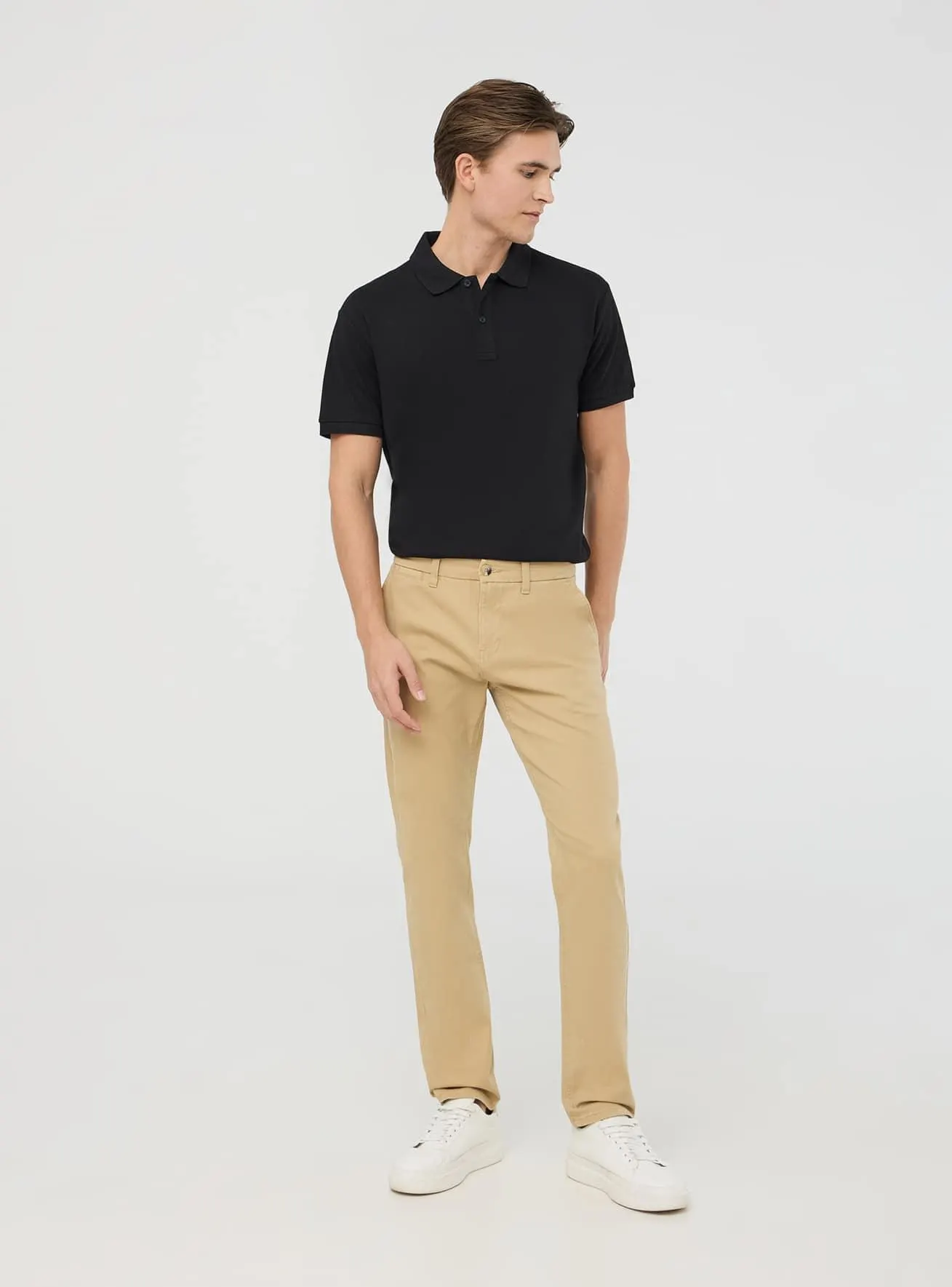 Pantaloni chino tinta unita regular Beige chiaro